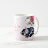 Mug Sleepy Cat Illustration Gold Parties scintillant G (Devant droit)
