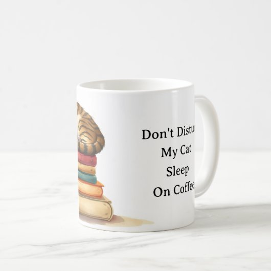 Mug Sleepy Cat Napping On Coffee Funny Personalized (Devant droit)