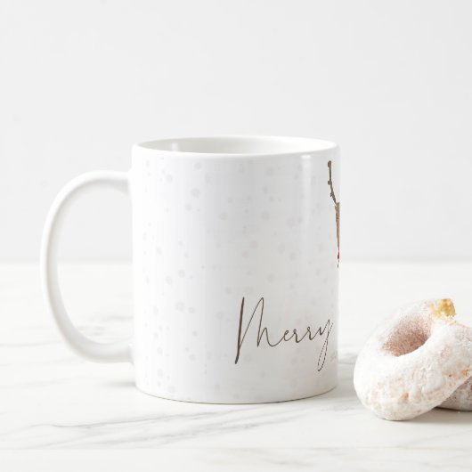 Mug SlipperyJoe Joyeux rennes de Noël renne rouge nez (Avec donut)