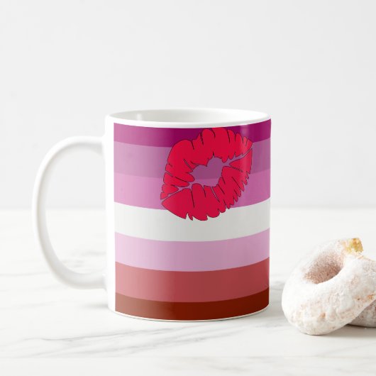 Mug SlipperyJoe rouge à lèvres drapeau de la fierté le (Avec donut)