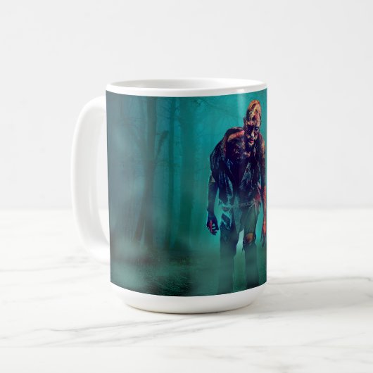 Mug SlipperyJoe terrifiante figure de zombie isolée om (Devant gauche)