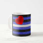 Mug SlipperyJoe's cuir drapeau orgueil noir bleu royal (Devant gauche)