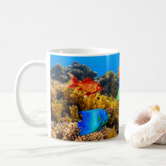 Mug SlipperyJoe's Fish Pride tropicale vert bleu pourp (Avec donut)