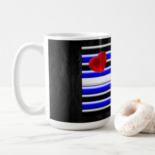 Mug SlipperyJoe's Gay Leather Pride drapeau royal noir (Avec donut)