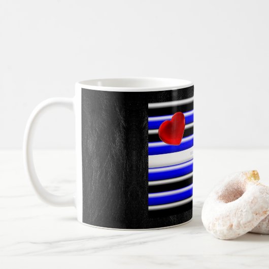 Mug SlipperyJoe's Gay Leather Pride drapeau royal noir (Avec donut)