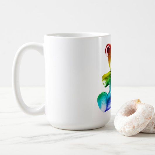 Mug SlipperyL'ours en peluche brossé de Joe gra arc-en (Avec donut)
