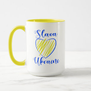 Mug Slogan Slava Ukrainiini Glory to Ukraine heart