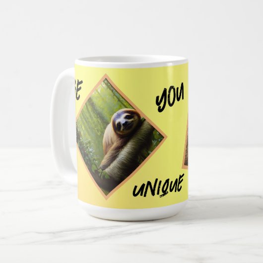 Mug Sloth "Be You Unique", (Devant gauche)