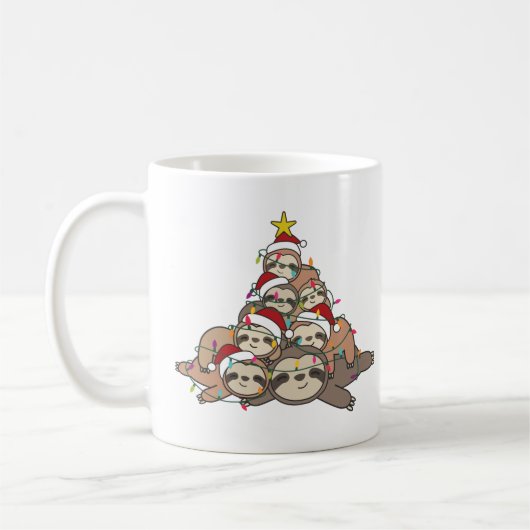 Mug Sloth Christmas Tree Funny Animal Christmas Café (Gauche)