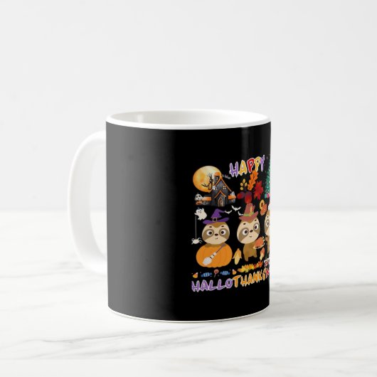 Mug Sloth Hallothanksmas heureux Drôle Halloween Thank (Devant gauche)