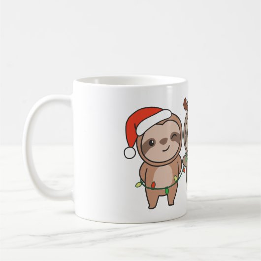 Mug Sloth Noël Animaux mignons Sloth (Gauche)