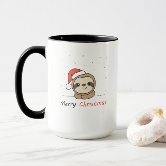 Mug Sloth Noël Neige Hiver Animaux Fentes (Avec donut)