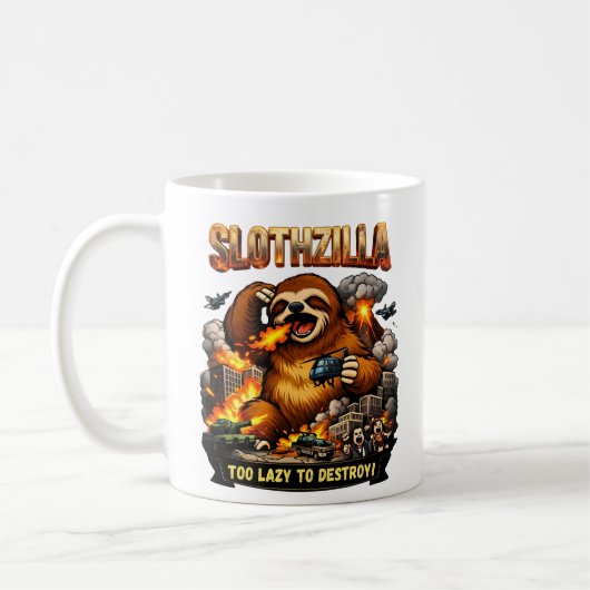 Mug Slothzilla Too Lazy to Destroy,Funny Kaiju Monster (Gauche)
