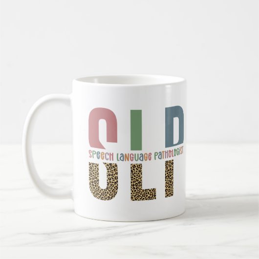 Mug SLP papier guépard orthophoniste cadeau (Gauche)