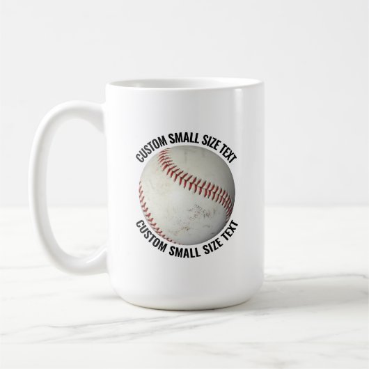Mug Small Personalized Text Baseball 15 oz. Custom (Gauche)