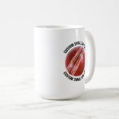 Mug Small Personalized Text Cricket Ball 15 oz. Custom (Devant droit)