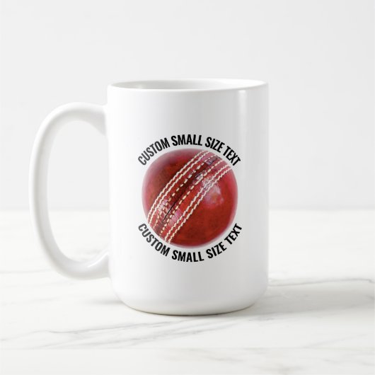 Mug Small Personalized Text Cricket Ball 15 oz. Custom (Gauche)