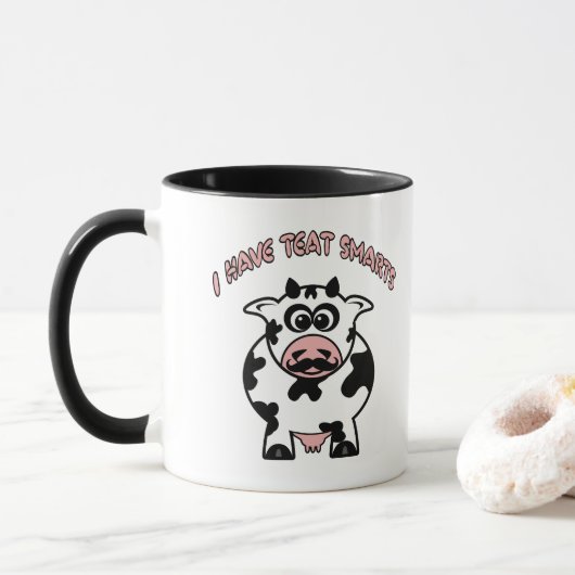 Mug Smarts de thé à la vache moustache (Avec donut)