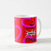 Mug Smile Café Temps Avec Coeurs D'Amour (Devant droit)
