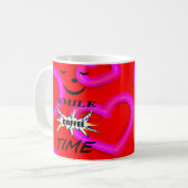 Mug Smile Café Temps Avec Coeurs D'Amour (Devant gauche)