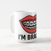 Mug Smiley Brace Sticker amusant - Lèvres colorées (Devant gauche)