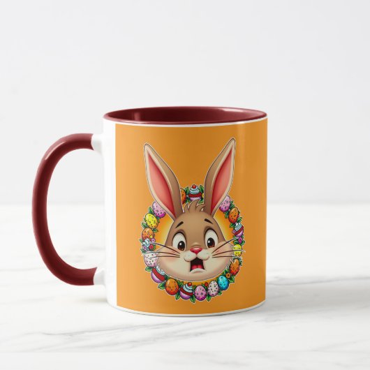 Mug Smiling Easter Bunny – Floral Frame caneca (Gauche)