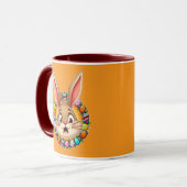 Mug Smiling Easter Bunny – Floral Frame caneca (Devant gauche)