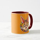 Mug Smiling Easter Bunny – Floral Frame caneca (Devant droit)