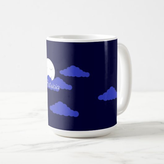 Mug Smiling Full Moon with Clouds: Dark Blue (Devant droit)