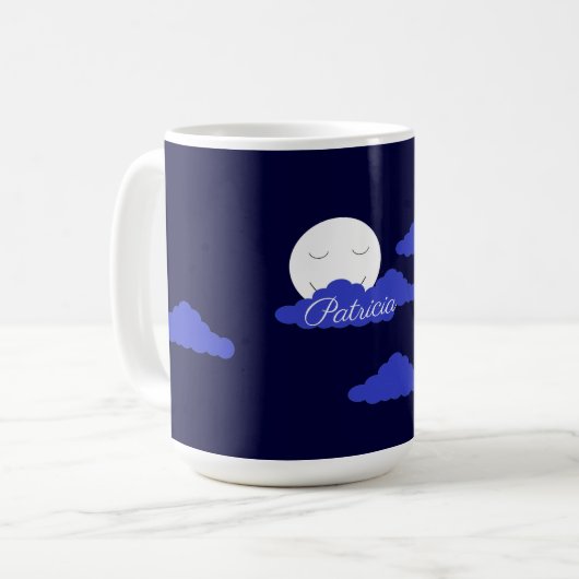Mug Smiling Full Moon with Clouds: Dark Blue (Devant gauche)