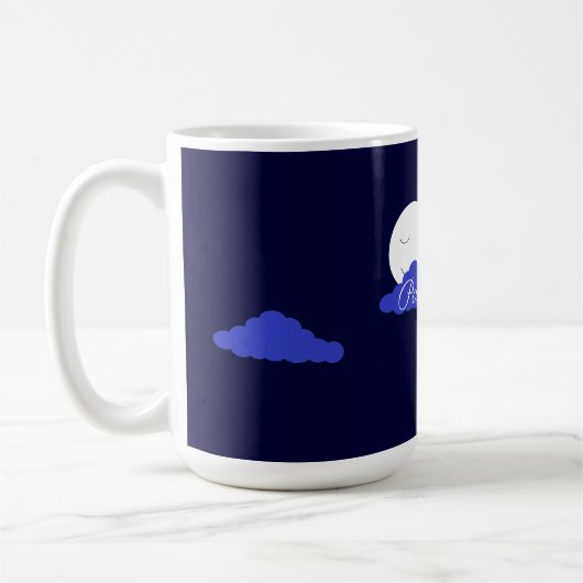 Mug Smiling Full Moon with Clouds:  Dark Blue (Gauche)