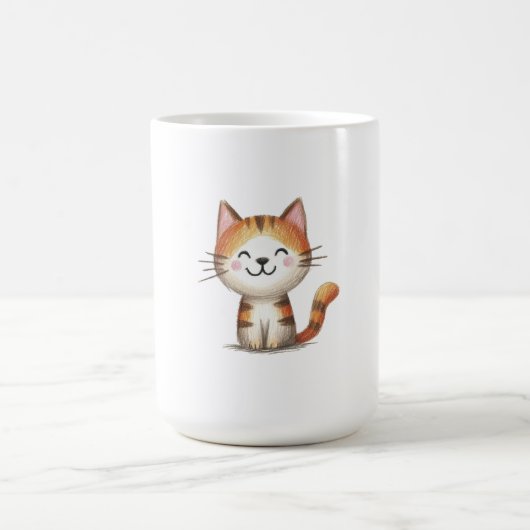 Mug Smiling Ginger Tabby Kitten – Hand-Drawn Illustrat (Centre)