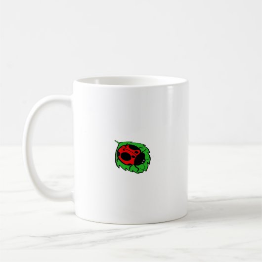 Mug Smiling Ladybug sur Green Leaf Mini - (Gauche)