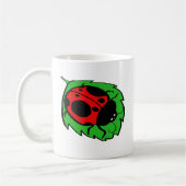 Mug Smiling Ladybug sur une feuille verte (Gauche)