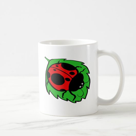 Mug Smiling Ladybug sur une feuille verte (Droite)