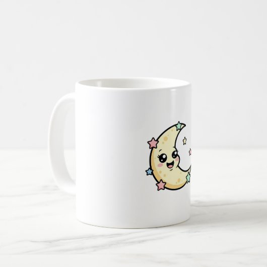 Mug Smiling Moon – Cute Kawaii Illustration (Devant gauche)