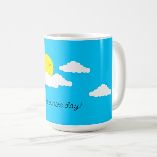 Mug Smiling Sun with Clouds: Turquoise (Devant droit)