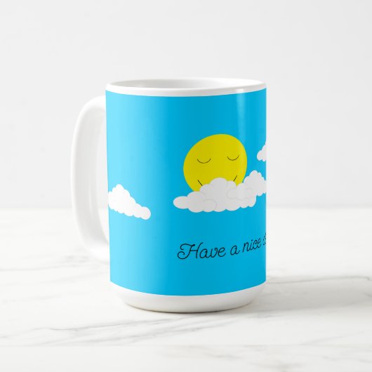 Mug Smiling Sun with Clouds: Turquoise (Devant gauche)