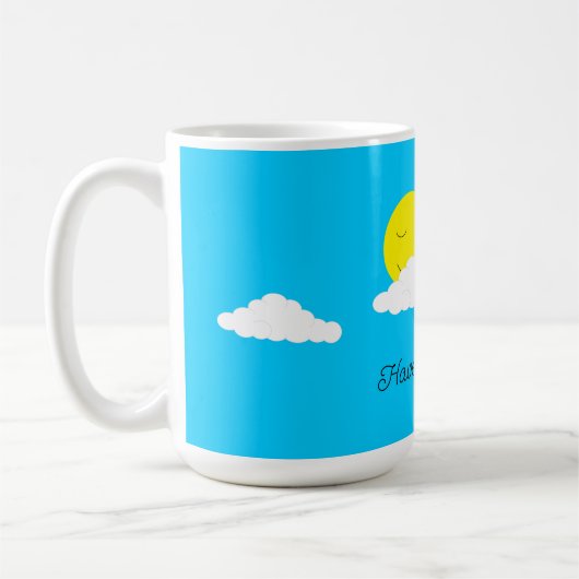 Mug Smiling Sun with Clouds: Turquoise (Gauche)