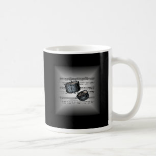 Mug Snare Drum ~ 3D Partition Musique ~ Argent et noir