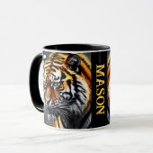 Mug Snarling Tiger Personnaliser Nom Café cadeau (Devant gauche)