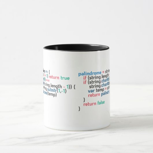 Mug Snippet de code de programmation de palindrome (Centre)