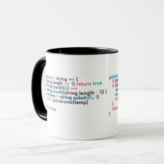 Mug Snippet de code de programmation de palindrome (Devant gauche)