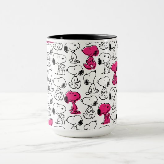 Mug Snoopy Black & Magenta Motif (Centre)