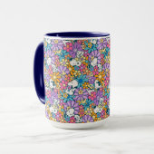 Mug Snoopy & Motif de fleurs de bois (Devant gauche)