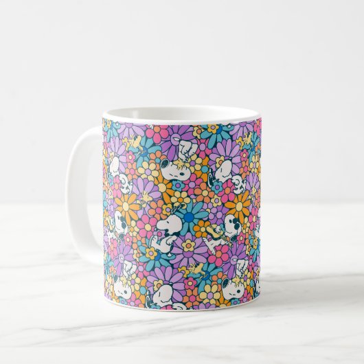 Mug Snoopy & Motif de fleurs de bois (Devant gauche)