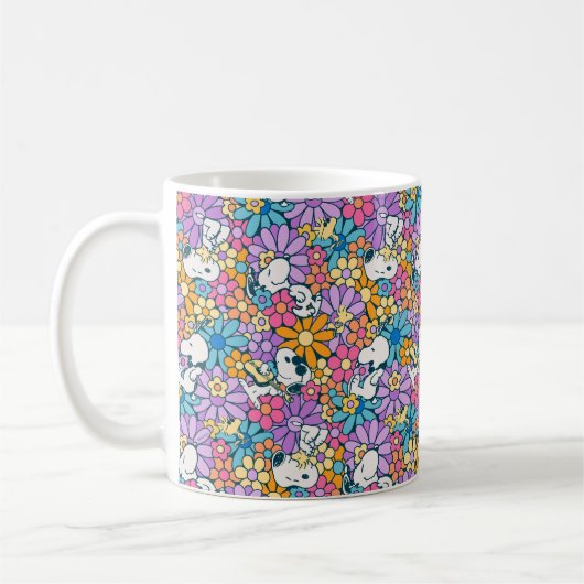 Mug Snoopy & Motif de fleurs de bois (Gauche)