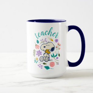 Mug Snoopy & Woodstock Flower Hug Teacher
