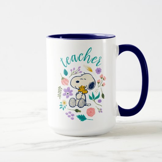 Mug Snoopy & Woodstock Flower Hug Teacher (Droite)