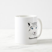 Mug Snow Leopard Dessin moderne Fierce est magnifique (Devant droit)